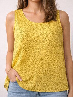LOFT Yellow Sleeveless Blouse Large Lightweight Tank Top Summer Work Casual